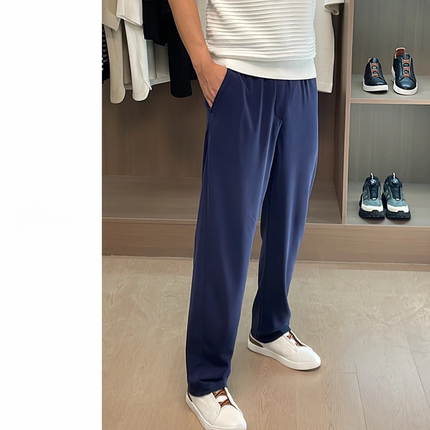 垂感直筒面膜裤春季新款男士时尚简约百搭纯色高品质显瘦休闲长裤
