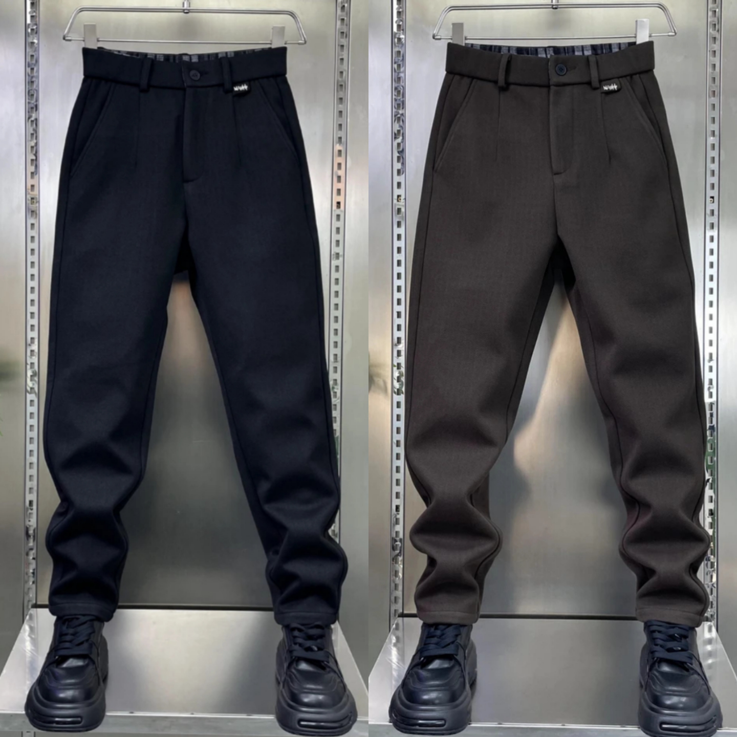 2025新款冬季男士直筒裤加厚商务休闲潮牌时尚简约百搭小脚休闲裤