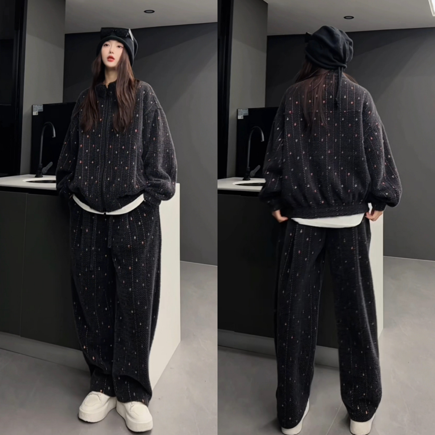 色织提花潮牌时尚休闲套装