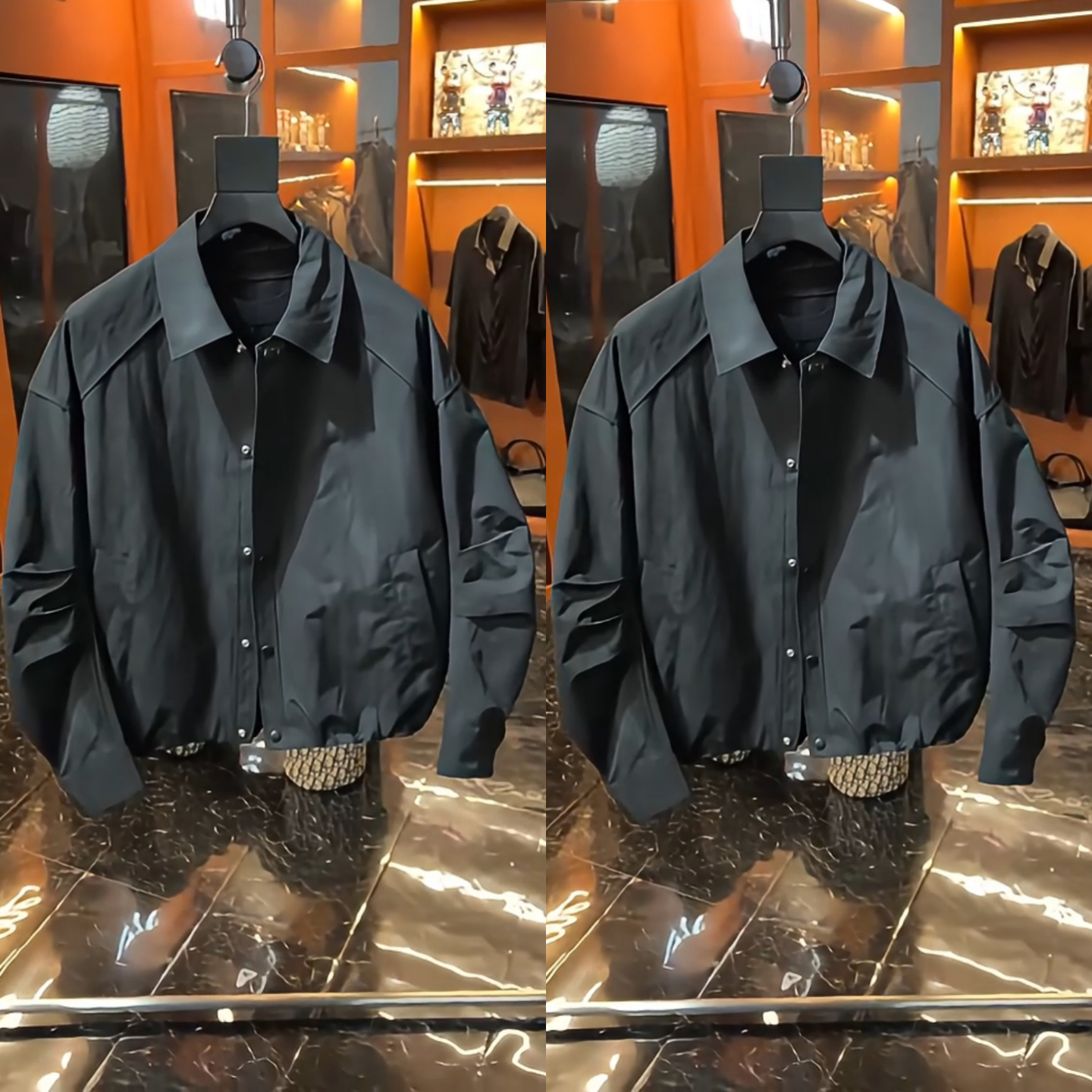 黑武士翻领夹克春季新款男士时尚休闲百搭简约高级感外套褶皱设计