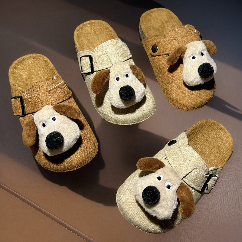 儿童拖鞋2025冬季新款女童卡通小狗加绒保暖居家棉拖男童棉拖鞋潮