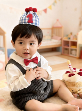 生日皇冠帽手工布艺男女宝宝一周岁拍照派对仪式感头饰氛围装饰帽