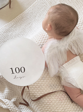 宝宝100天乳胶透明气球生日男女孩天使翅膀装饰拍照百天布置背景