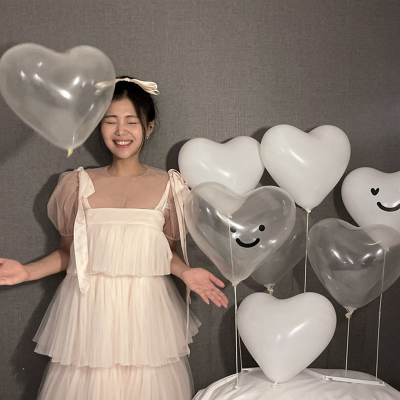 18寸水晶果冻色新款爱心气球桌飘摆件生日派对婚礼装饰桌面布置品