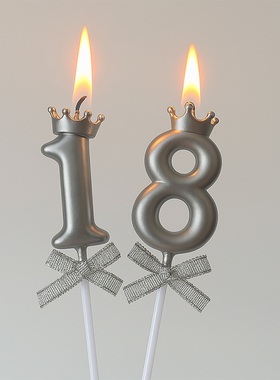 高级金色银色皇冠数字蜡烛生日装饰插件成人周岁生日派对布置装扮