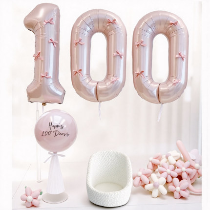 森系宝宝半岁满月百天ins布置生日快乐气球拍照100天开荤仪式装饰