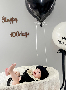 儿童宝宝百天百日满月气球场景布置装饰抓周透明白色双层波波球贴