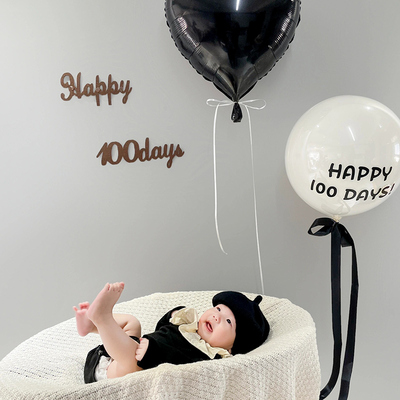儿童宝宝百天百日满月气球场景布置装饰抓周透明白色双层波波球贴