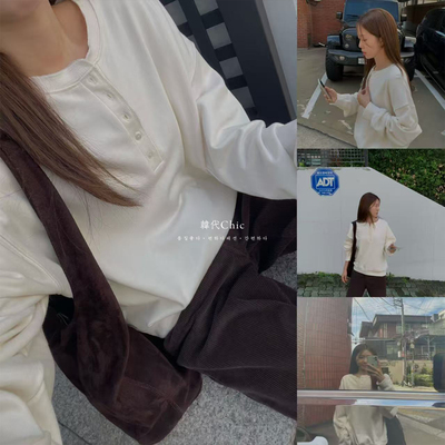 韩代Chic 初秋基础有小亮点休闲随意长袖卫衣