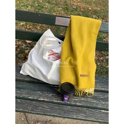 韩代Chic plate 秋冬搭配氛围感十足色彩出片经典羊毛1oo流苏围巾