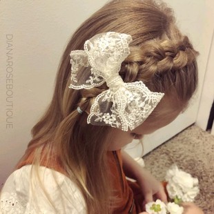 欧美甜美精致公主蕾丝蝴蝶结系列头饰儿童安全发夹全包宝宝刘海夹