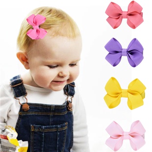 韩版 糖果色简约甜美可爱蝴蝶结全包宝宝发夹不伤发 婴儿发饰新款