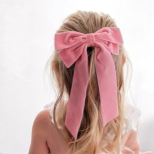 儿童天鹅绒飘带蝴蝶结发卡发夹星星公主丝绒流苏气质女童可爱边夹