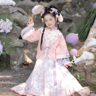 女童中秋节汉服明制汉服装 2026新款 儿童古风超仙唐装 马面裙 春秋款