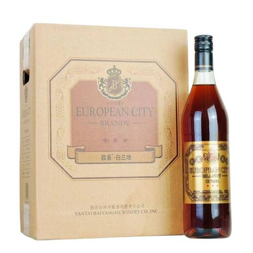 烟台欧邑白洋河三星白兰地葡萄酒洋酒烘焙烹饪40度700mlx6瓶整箱