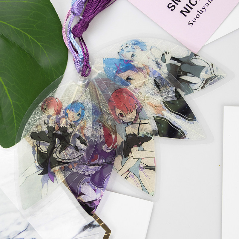 卡通动漫拉姆雷姆人物叶脉书签创意天然树叶书签送朋友礼品可定制