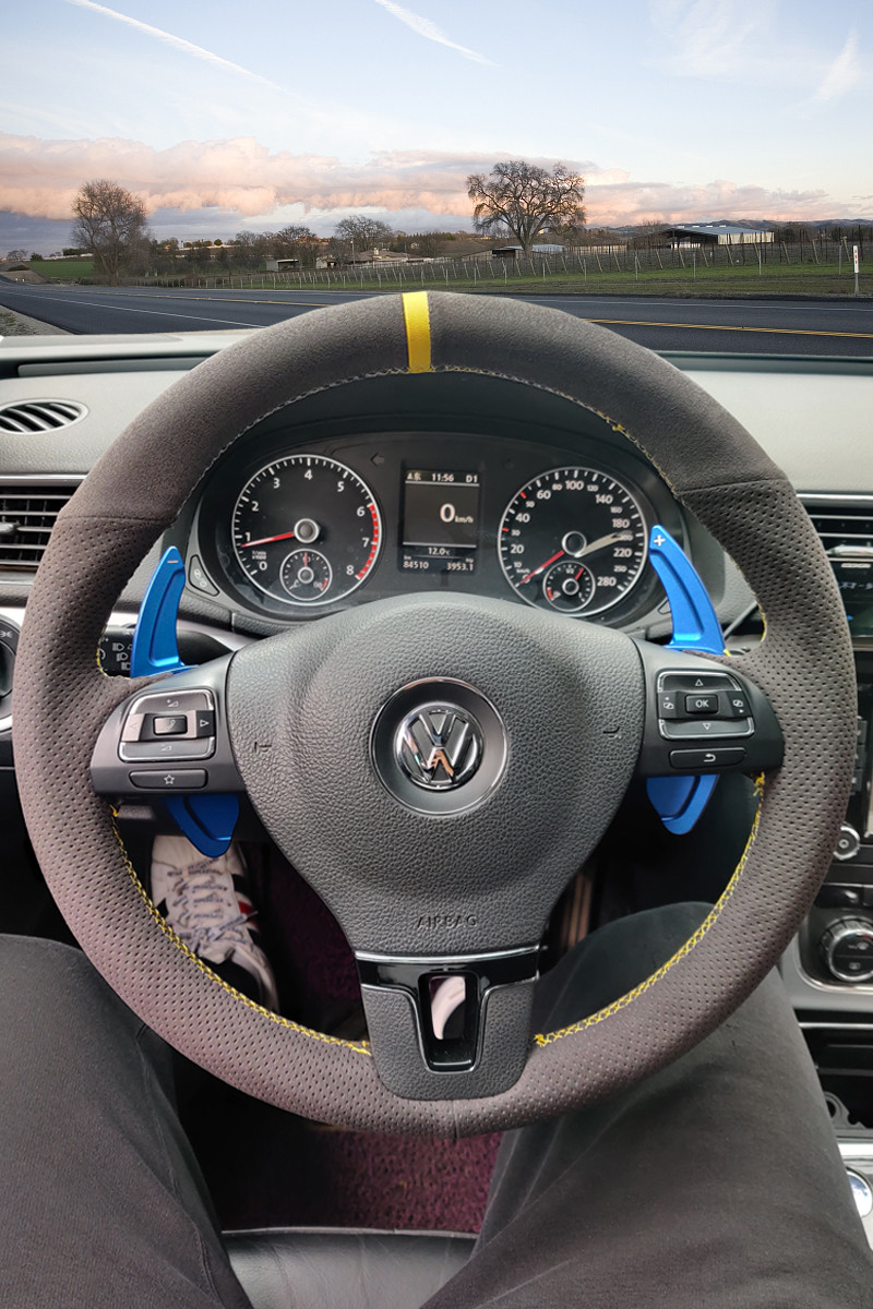 大众迈腾B7帕萨特新速腾GTI途观CC高尔夫6专用翻毛皮手缝方向盘套