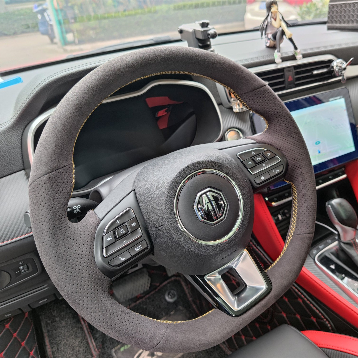 2021款名爵5翻毛皮手缝方向盘套 MG6 名爵3领航名爵HS ZS专用把套
