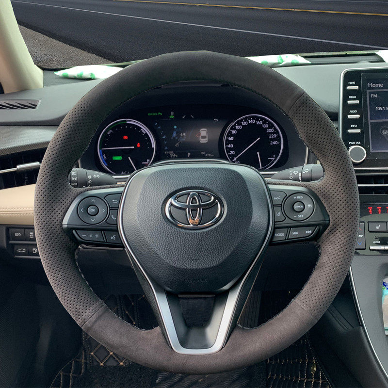适用于丰田新卡罗拉雷凌八代凯美瑞亚洲龙RAV4翻毛皮手缝方向盘套