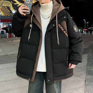 假两件棉衣男款冬季青少年潮流韩版羽绒棉服初中高中学生加厚外套