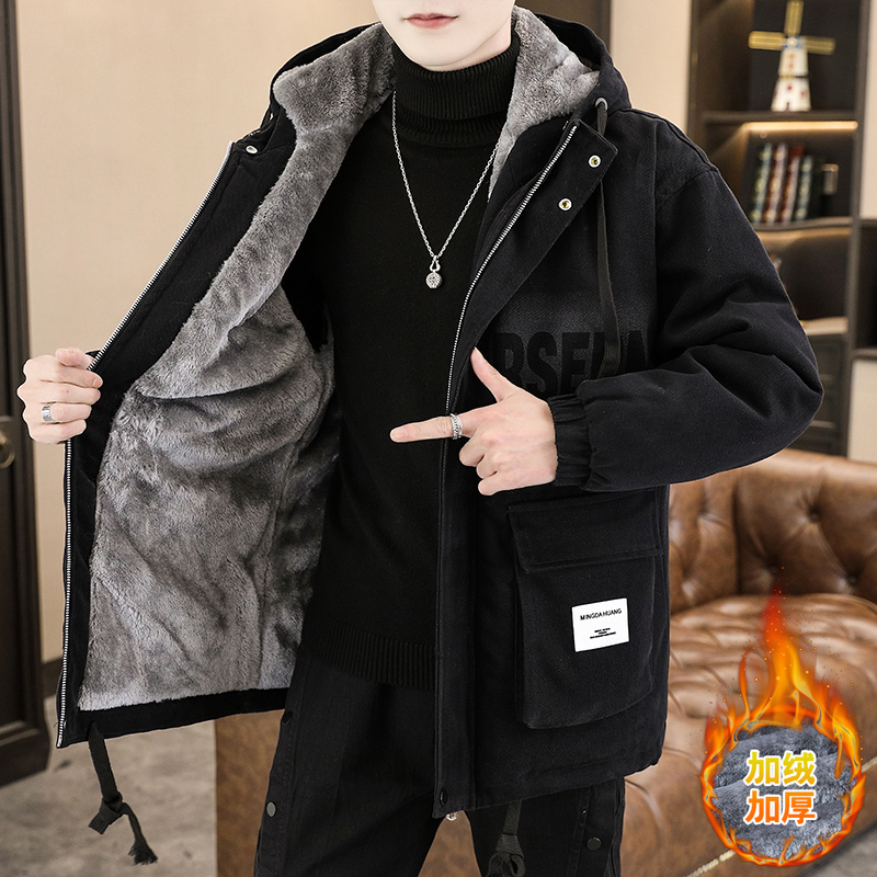 牛仔夹克男士秋冬款潮流加绒加厚休闲外套男青少年保暖冬装派克服