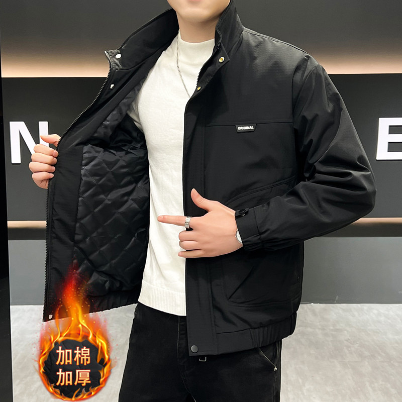 秋冬季男款立领二棉外套2025新款潮加厚青年休闲男士加棉保暖夹克