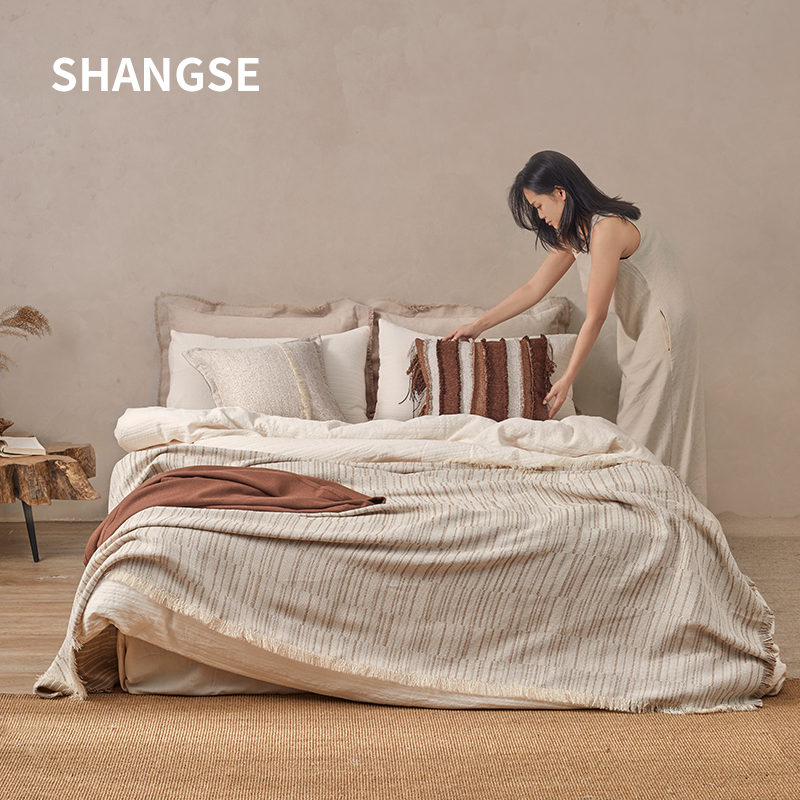 咖色系轻奢款样板间床品侘寂风