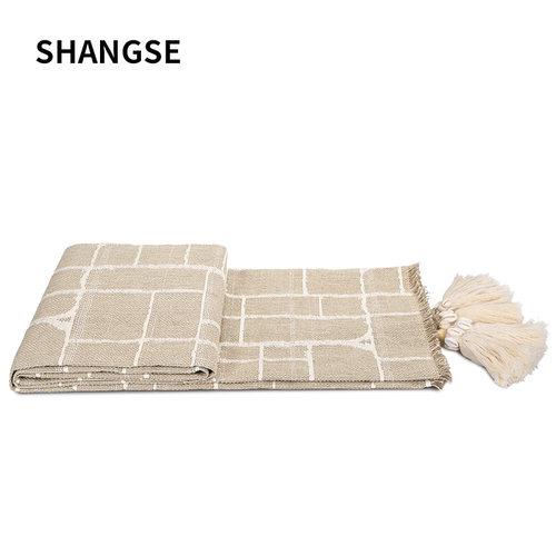 搭巾格子侘寂风质感酒店条纹民宿