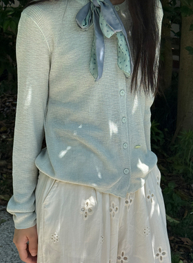 By turnns｜浮光森影｜透氧防晒薄款防晒针织开衫chic条纹短外套