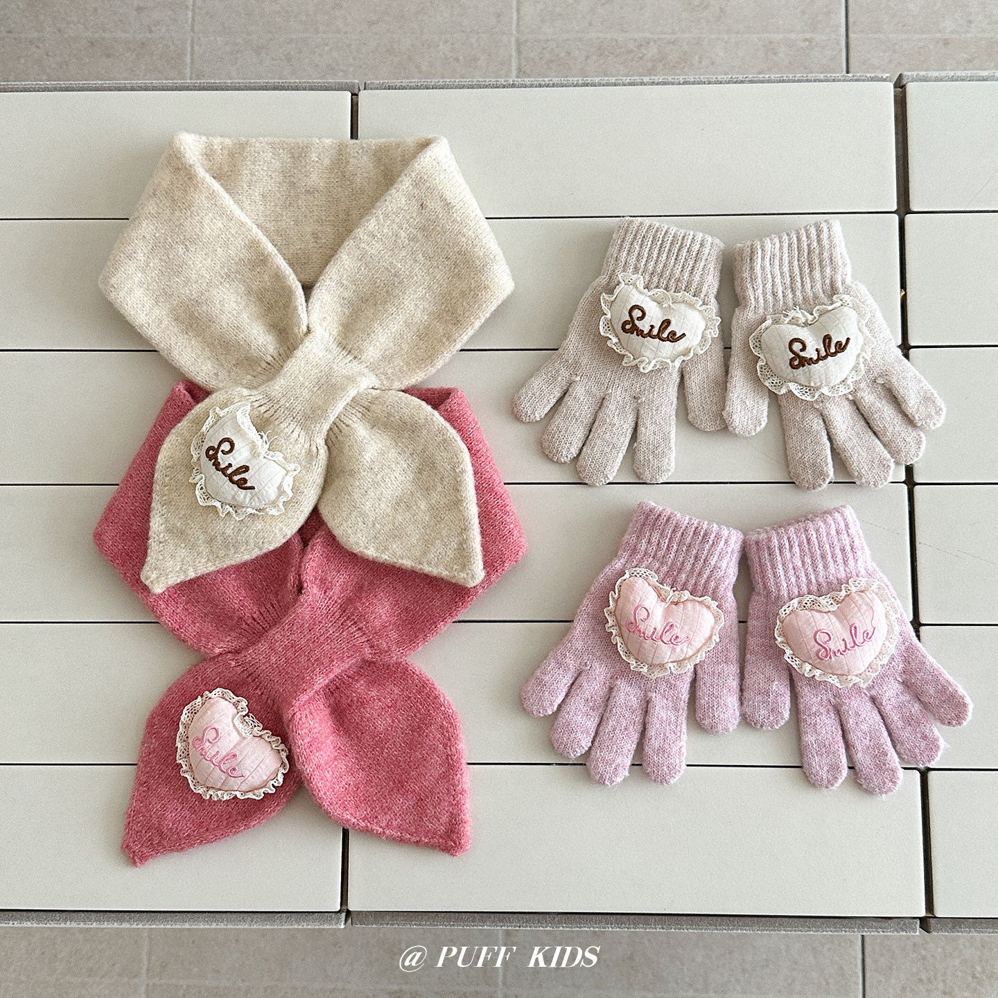 宝宝围巾秋冬季针织围脖手套两件套男童女童可爱爱心交叉毛线脖套,童装/婴儿装/亲子装,围巾,淘宝优惠券,粉丝福利购,淘宝优惠卷