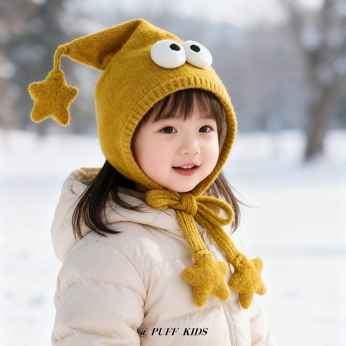 儿童帽子冬季韩版精灵帽加厚保暖毛线帽男童女宝宝户外防风护耳帽