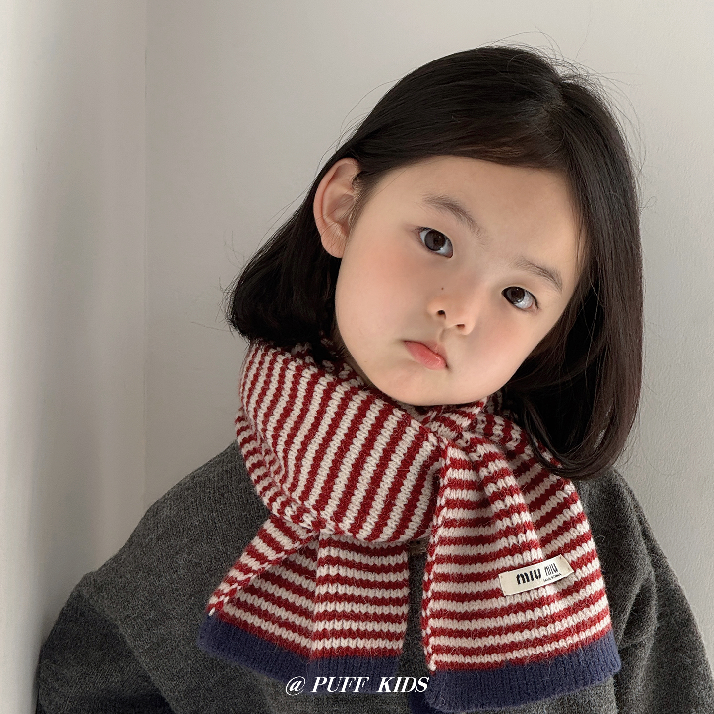 儿童围巾秋冬季韩系条纹百搭小围脖男女童学院风保暖防寒加厚脖套