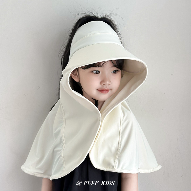 儿童帽子夏季薄款大檐披肩帽男女童户外遮阳帽防紫外线空顶全面帽