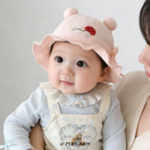婴儿帽子春秋季 可爱小蘑菇薄款 渔夫帽婴幼儿女宝宝户外出游盆帽春
