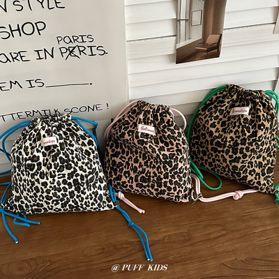 儿童双肩包盐甜时髦复古豹纹包包男女宝宝凹造型背包百搭旅行包潮