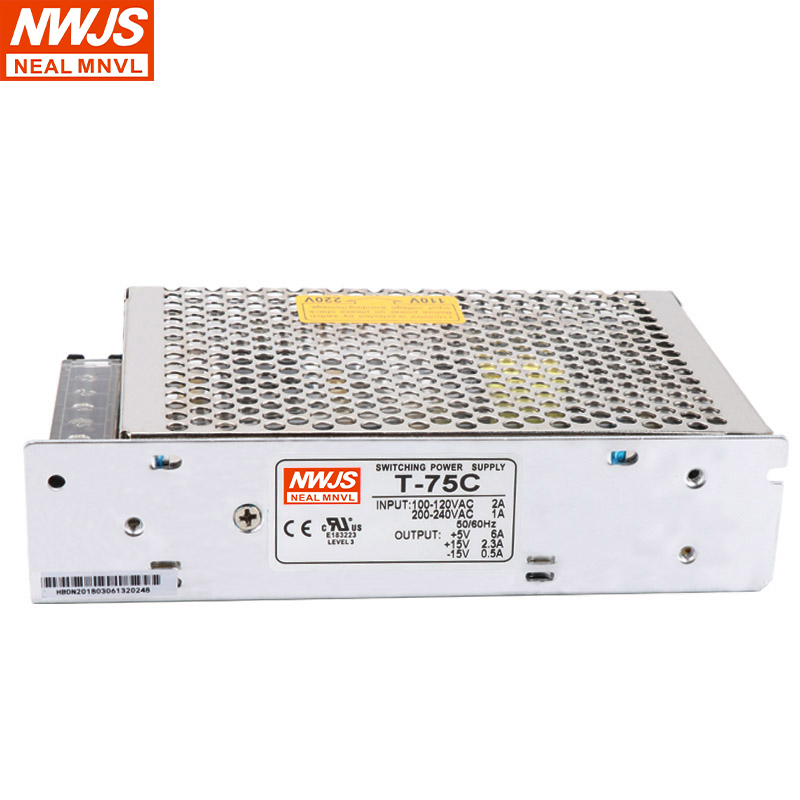 明伟三输出开关电源转换器T-75C 5V6A 15V2.3A -15V0.5A 质保两年