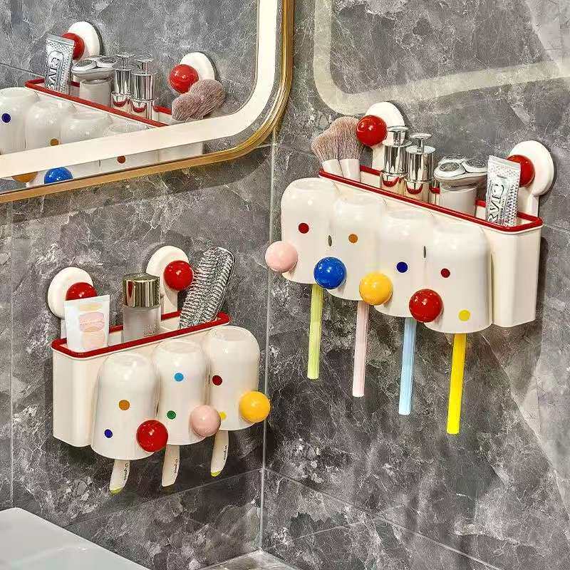 吸盘牙刷置物架壁挂式免打孔牙刷架2025新款卫生间漱口杯牙杯架子