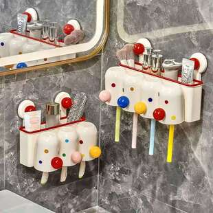 吸盘牙刷置物架壁挂式 卫生间漱口杯牙杯架子 免打孔牙刷架2025新款