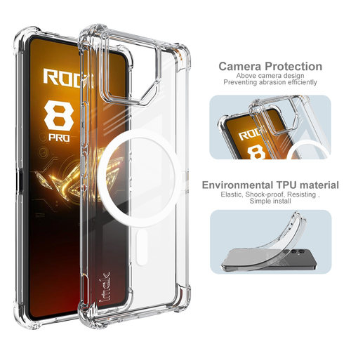 imak适用于华硕Asus ROG 8 ROG游戏手机8Pro全包防摔软套磁吸透明壳四角气囊透明壳手机壳保护套耐磨保护外套