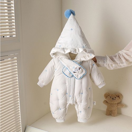 2025冬季新生儿保暖连帽外出爬服