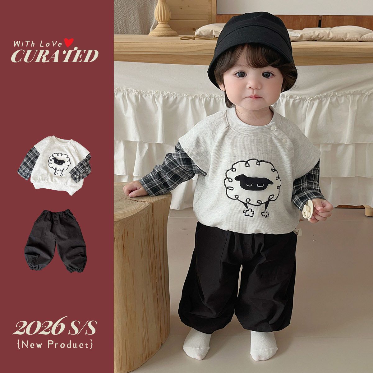 儿童套装2025春季新款无袖洋气马甲男宝宝长袖条纹t恤卫裤三件套,女装/女士精品,时尚套装,淘宝优惠券,粉丝福利购,淘宝优惠卷