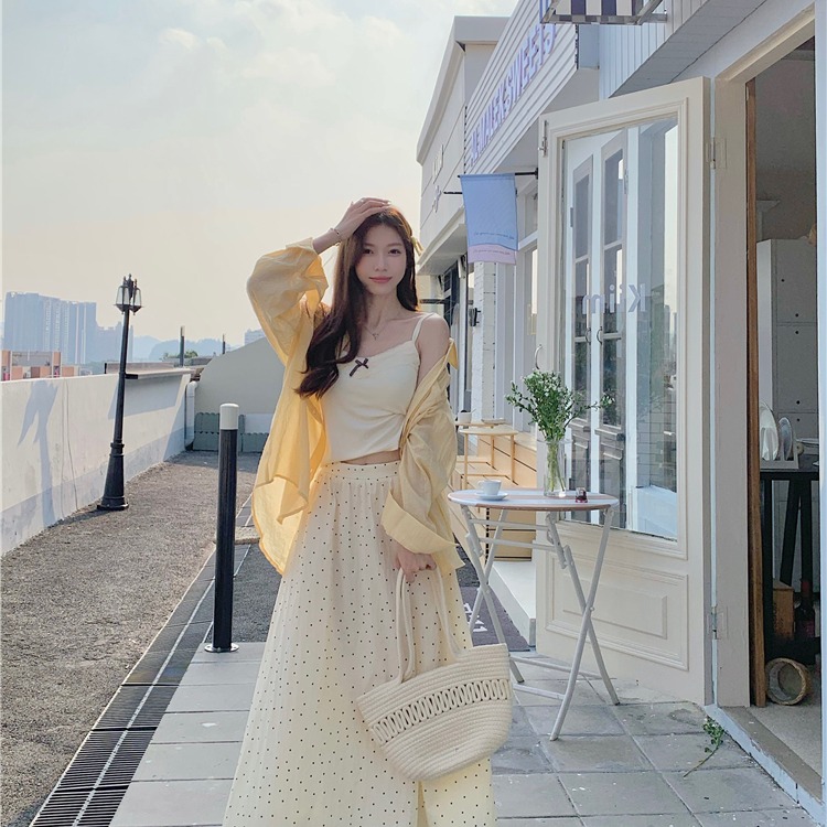 套装女夏吊带背心半身裙三件套