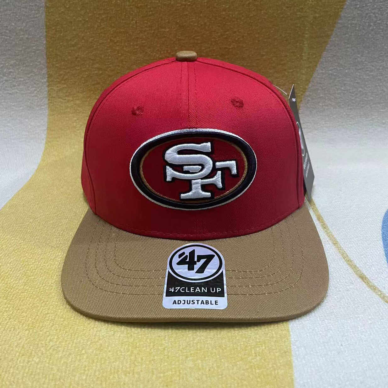 47棒球帽旧金山49人队SF平沿硬顶帽子可调节嘻哈街舞潮牌帽