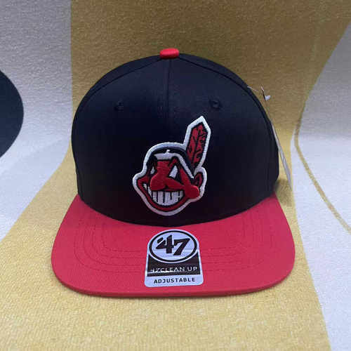 47brand男女款克利夫兰印第安人队棒球帽平沿帽子刺绣潮牌硬顶