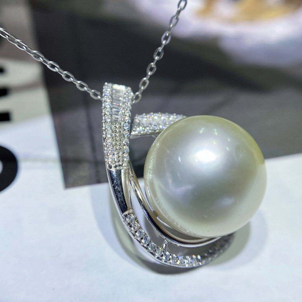 S925纯银吊坠,16-17mm澳白珍珠,配件珍珠淡水