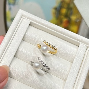 通体银圆锆戒指简约开口设计百搭气质显手艺细