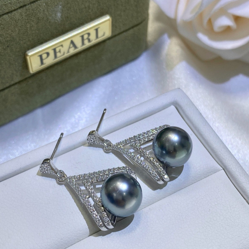 011通体S925银海水珍珠耳饰9-10