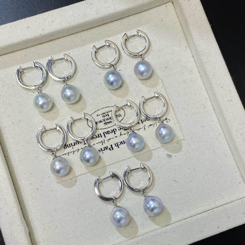 S925银水桶海水珍珠耳扣k金工艺