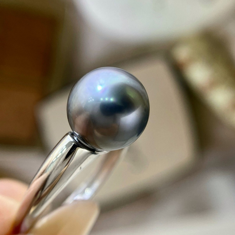 通体s925银ji简光版海水珍珠戒指