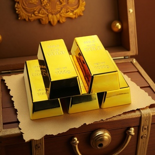 开业乔迁大号金砖摆件金元宝家居装饰品仿真金条假黄金块道具模型
